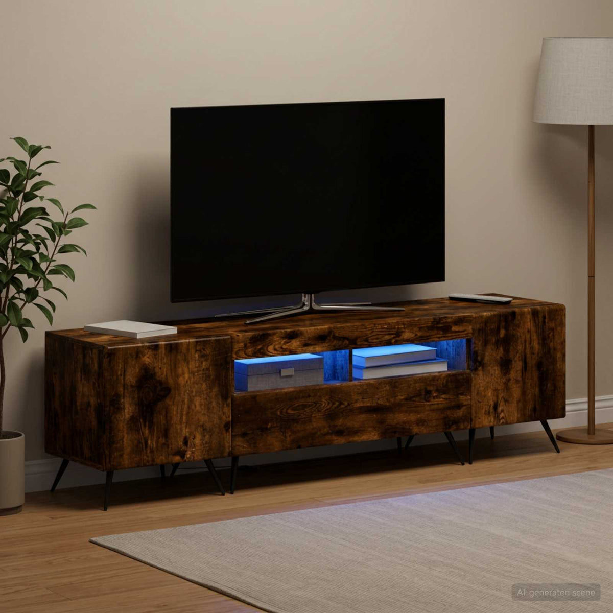 vidaXL LED TV Cabinet BREDA 3 pcs Smoked Oak Engineered Wood