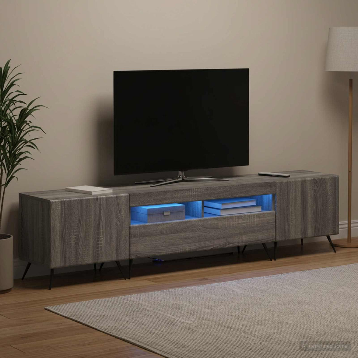 vidaXL LED TV Cabinet BREDA 3 pcs Grey Sonoma Engineered Wood