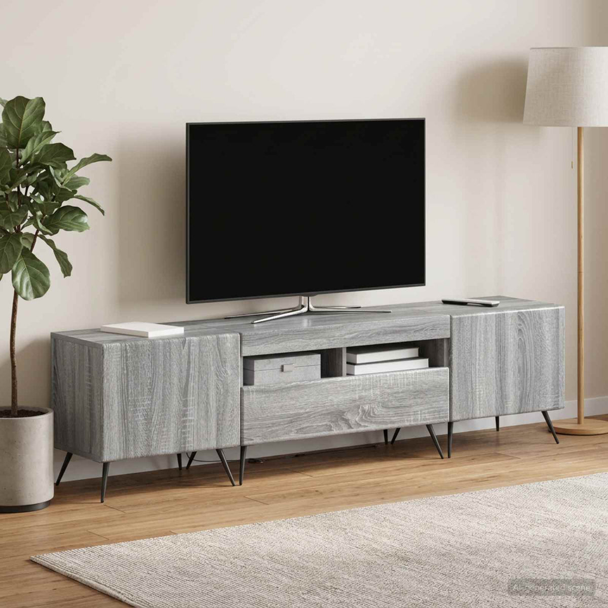 vidaXL LED TV Cabinet BREDA 3 pcs Grey Sonoma Engineered Wood