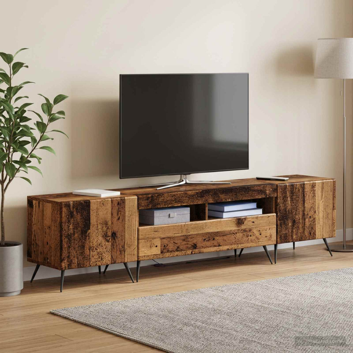 vidaXL LED TV Cabinet BREDA 3 pcs Old Wood Engineered Wood