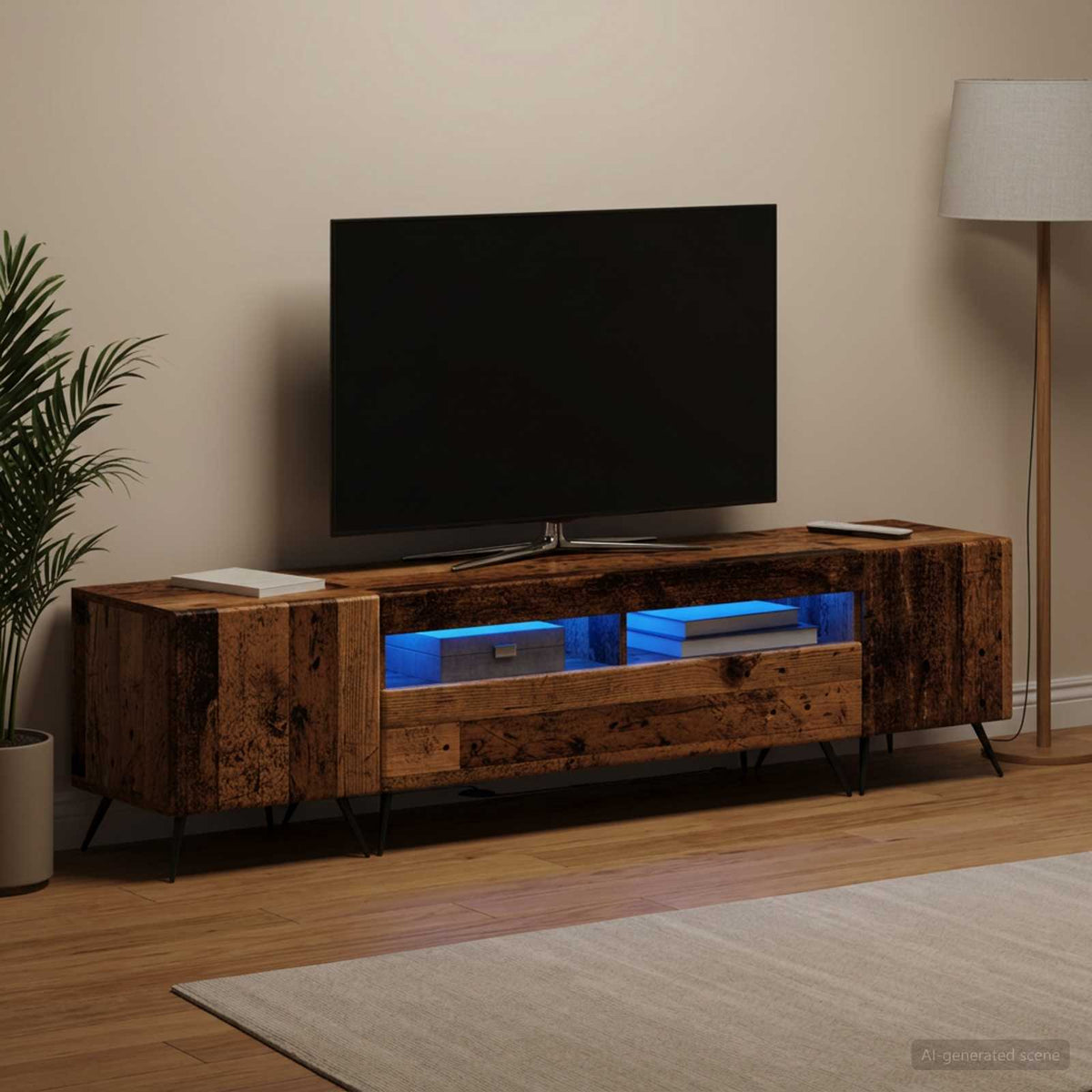 vidaXL LED TV Cabinet BREDA 3 pcs Old Wood Engineered Wood
