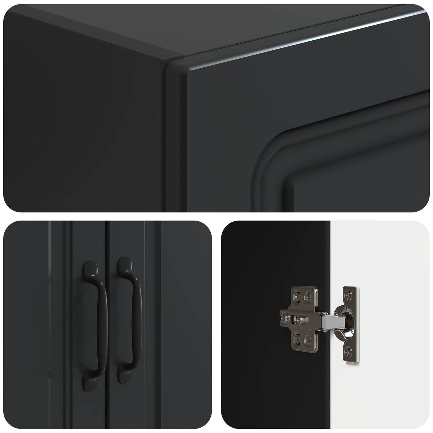 vidaXL Cabinet Set 2 pcs Black Engineered Wood