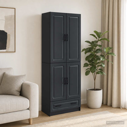vidaXL Cabinet Set 2 pcs Black Engineered Wood