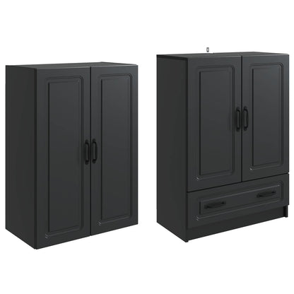 vidaXL Cabinet Set 2 pcs Black Engineered Wood
