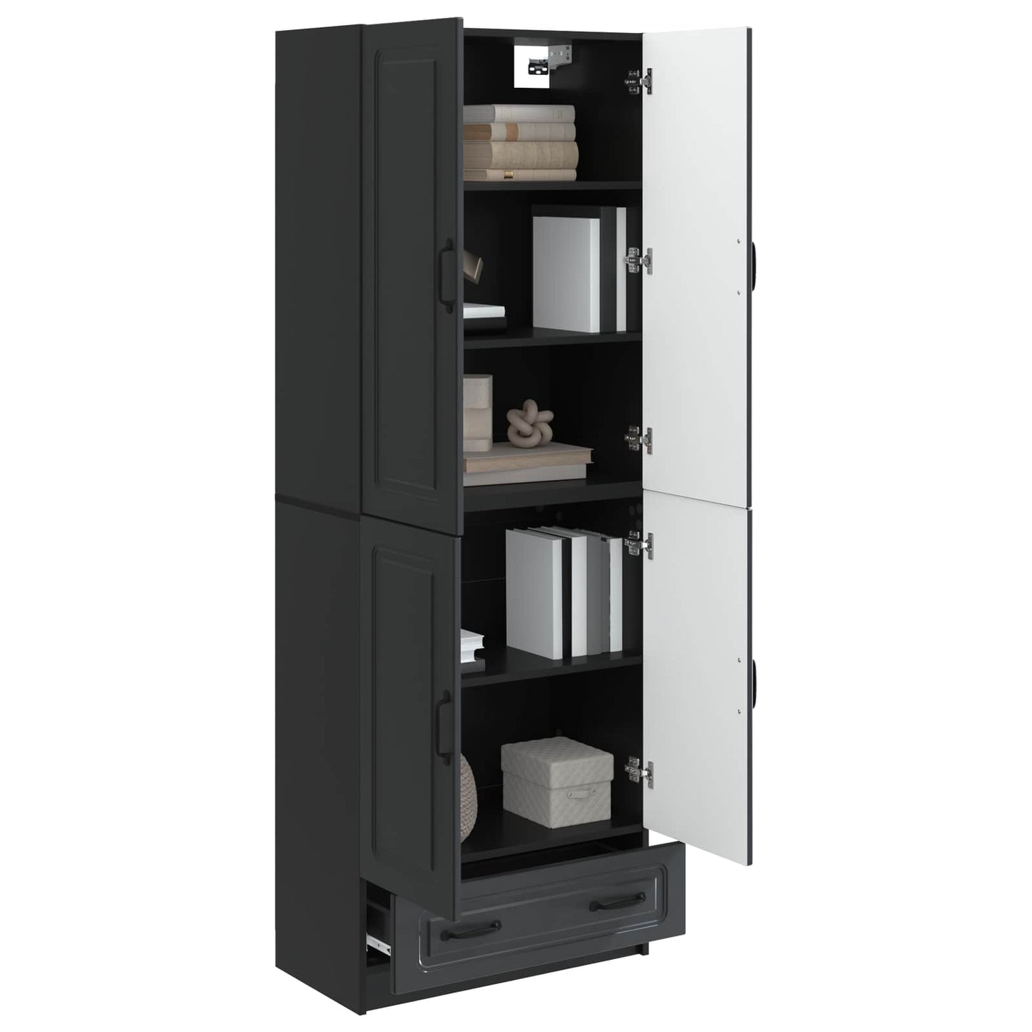 vidaXL Cabinet Set 2 pcs Black Engineered Wood
