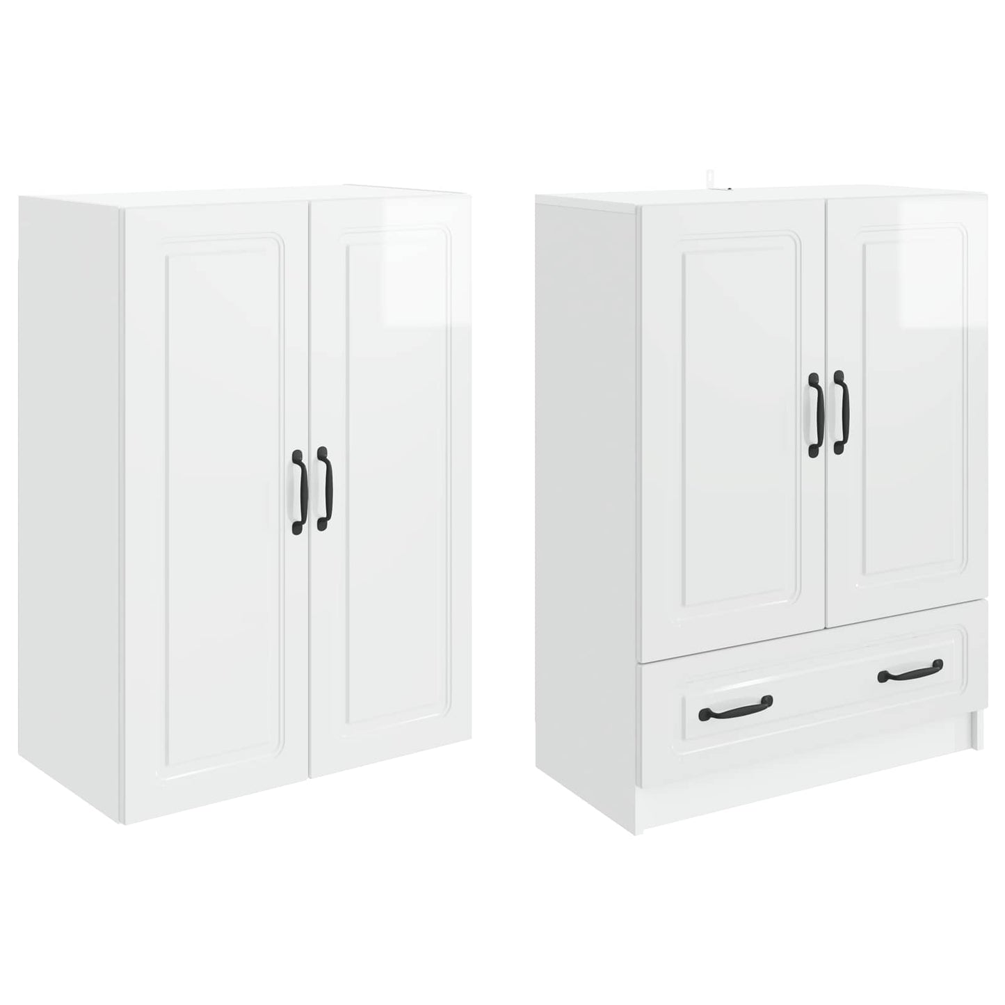 vidaXL Cabinet Set 2 pcs High Gloss White Engineered Wood
