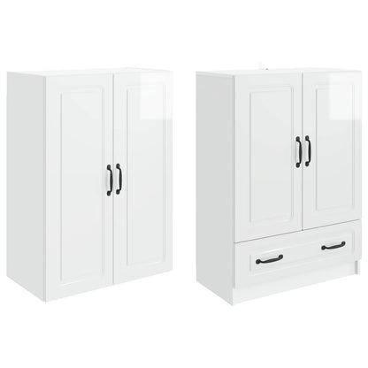 vidaXL Cabinet Set 2 pcs High Gloss White Engineered Wood