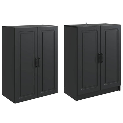 vidaXL Cabinet Set 2 pcs Black Engineered Wood