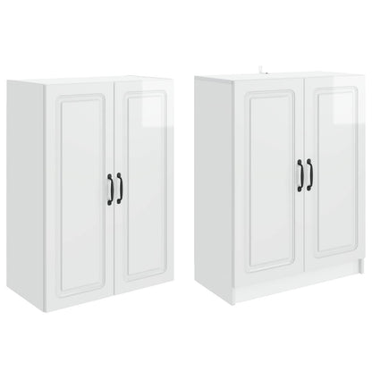 vidaXL Cabinet Set 2 pcs High Gloss White Engineered Wood