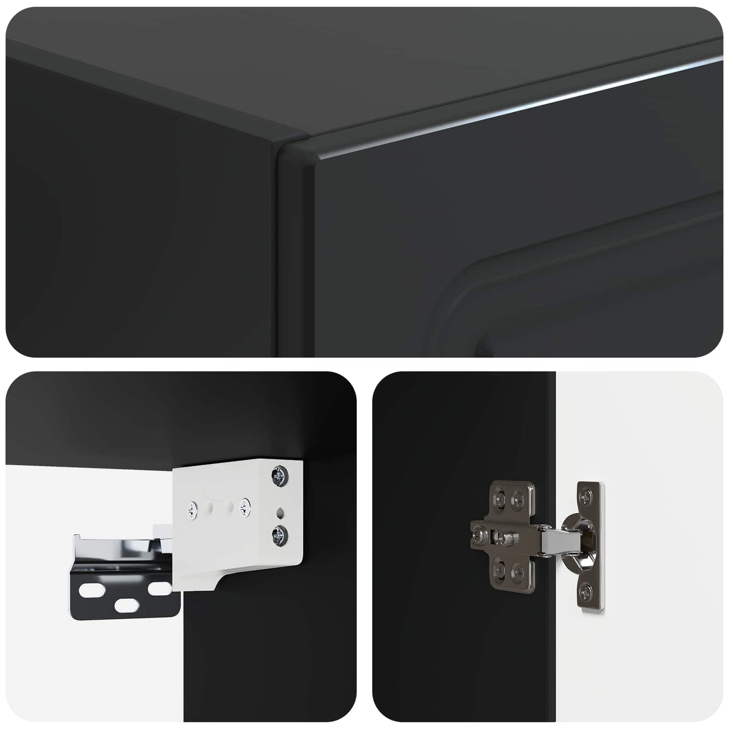 vidaXL Cabinet Set 2 pcs Black Engineered Wood
