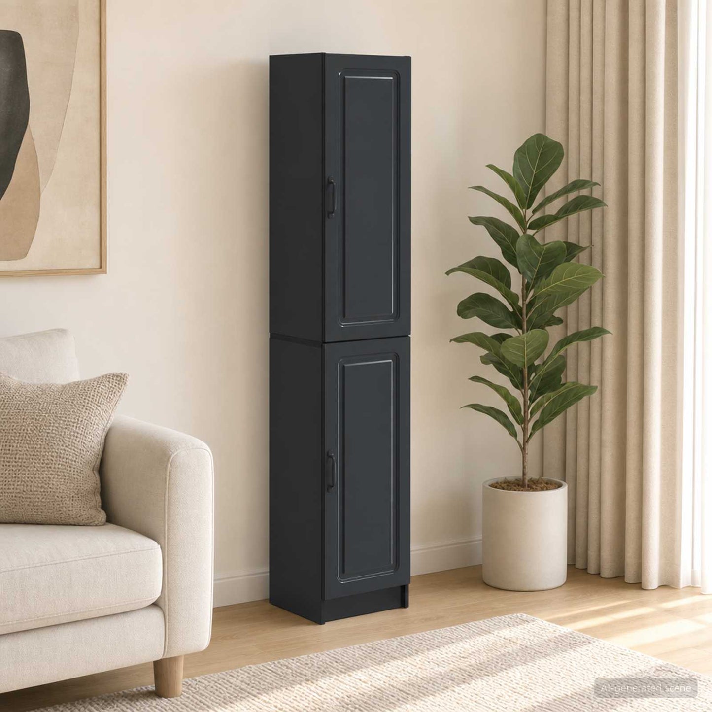 vidaXL Cabinet Set 2 pcs Black Engineered Wood