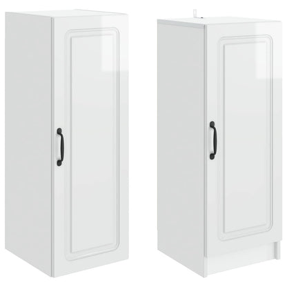 vidaXL Cabinet Set 2 pcs High Gloss White Engineered Wood