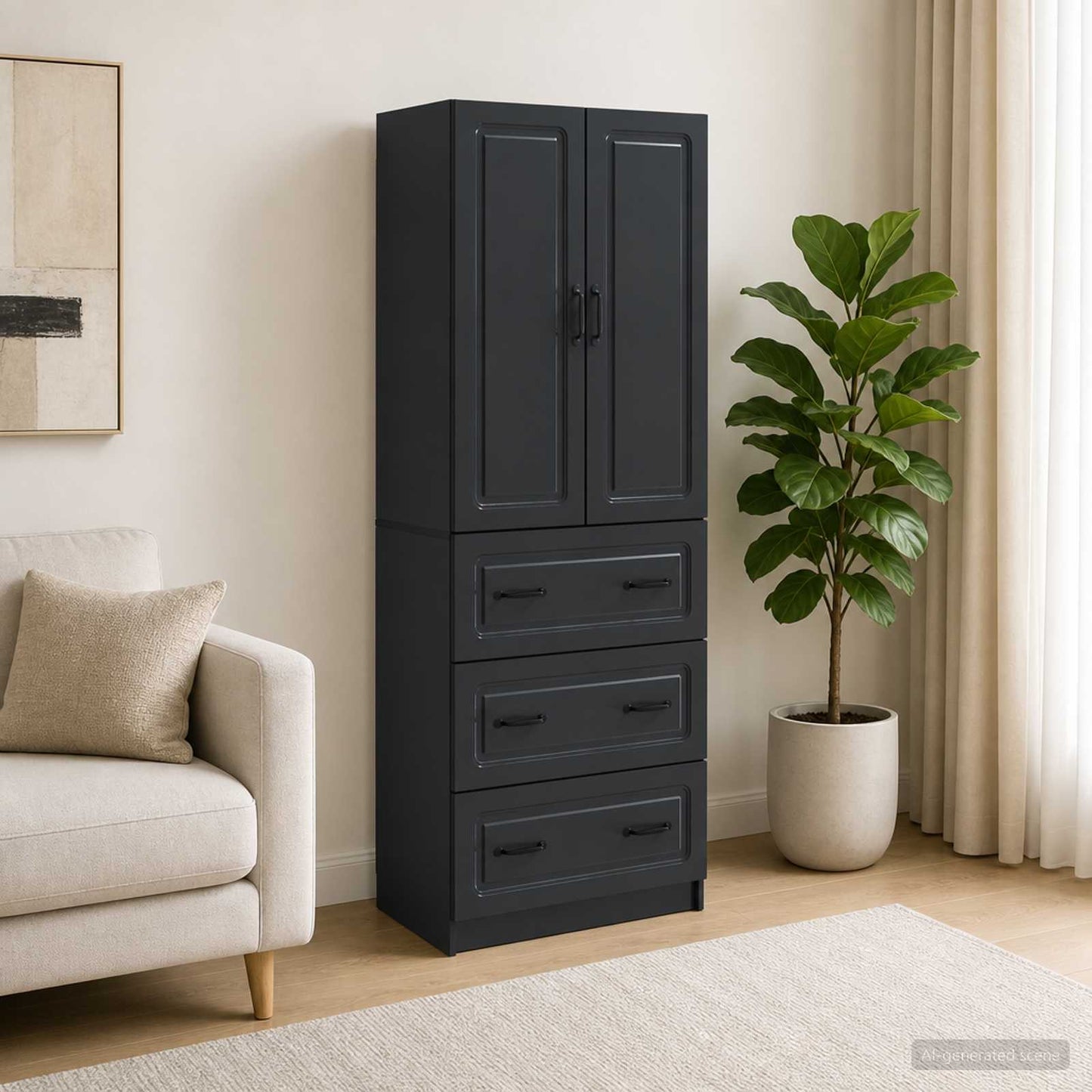 vidaXL Cabinet Set 2 pcs 66 x 34.5 x 87 cm Engineered Wood Black