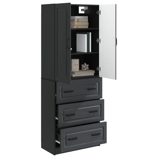 vidaXL Cabinet Set 2 pcs Black 66 x 34.5 x 87 cm Engineered Wood