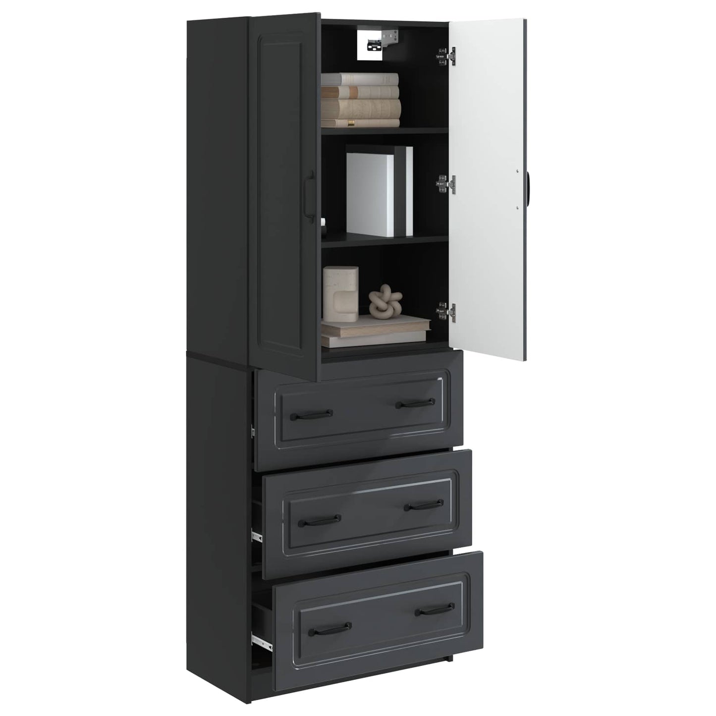 vidaXL Cabinet Set 2 pcs 66 x 34.5 x 87 cm Engineered Wood Black
