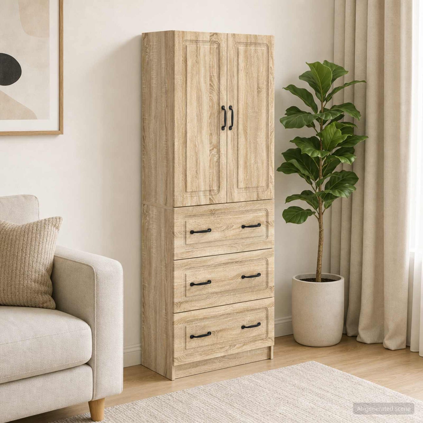vidaXL Cabinet Set 2 pcs Sonoma Oak 66 x 34.5 x 87 cm Engineered Wood