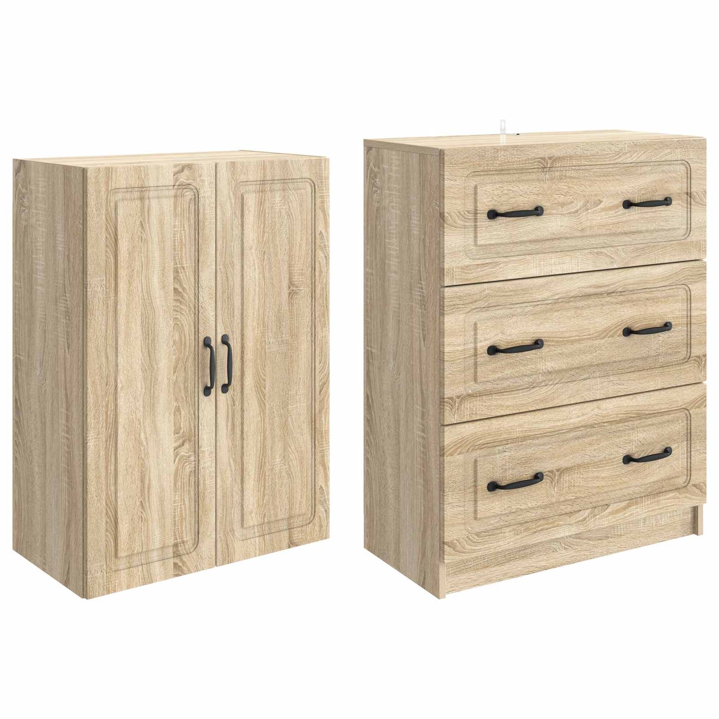 vidaXL Cabinet Set 2 pcs 66 x 34.5 x 87 cm Engineered Wood Sonoma Oak