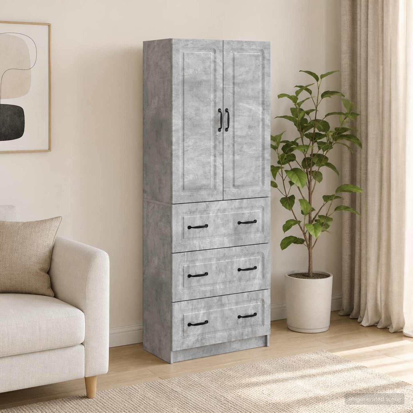 vidaXL Cabinet Set 2 pcs Concrete Grey 66 x 34.5 x 87 cm