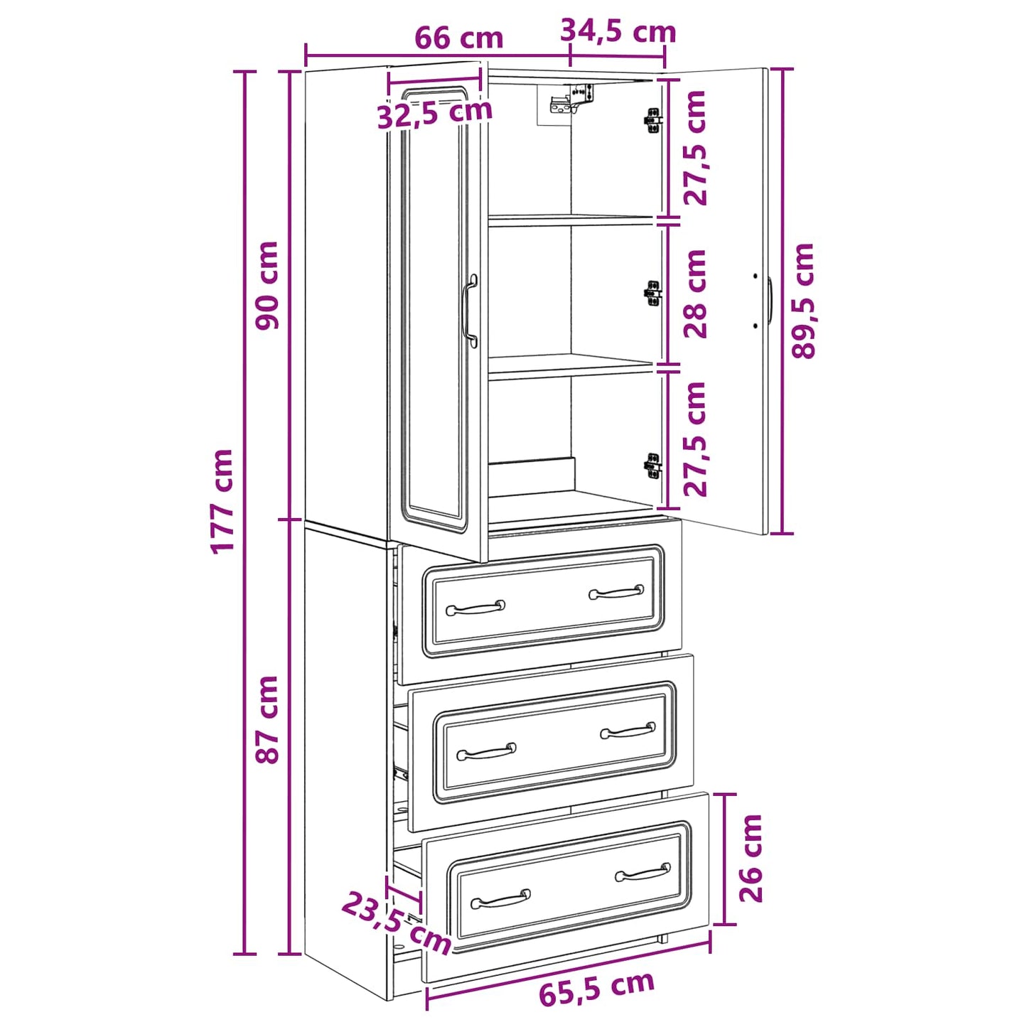 vidaXL Cabinet Set 2 pcs 66 x 34.5 x 87 cm Engineered Wood