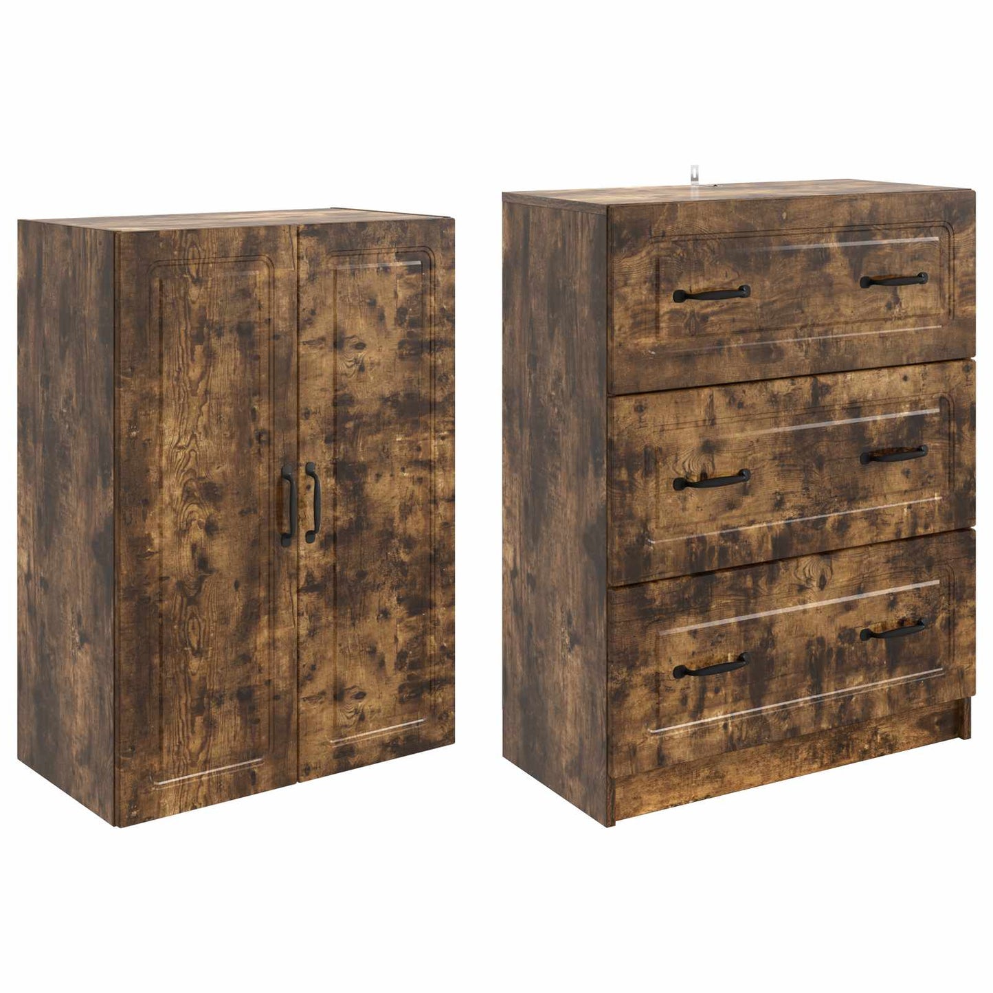 vidaXL Cabinet Set 2 pcs Smoked Oak 66 x 34.5 x 87 cm Engineered Wood