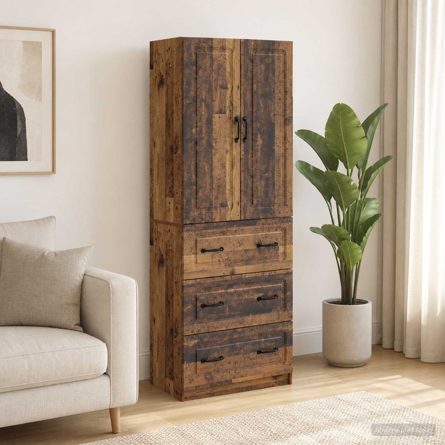 vidaXL Cabinet Set 2 pcs 66 x 34.5 x 87 cm Engineered Wood Old Wood