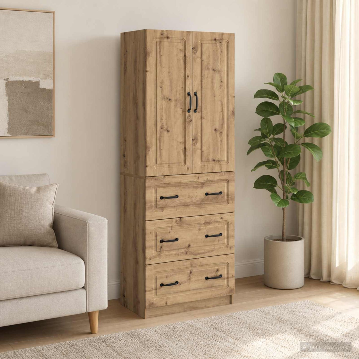 vidaXL Cabinet Set 2 pcs 66 x 34.5 x 87 cm Engineered Wood Artisan Oak