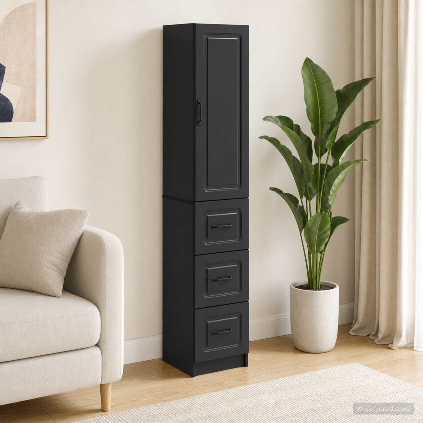 vidaXL Cabinet Set 2 pcs Black 33 x 34.5 x 87 cm Engineered Wood