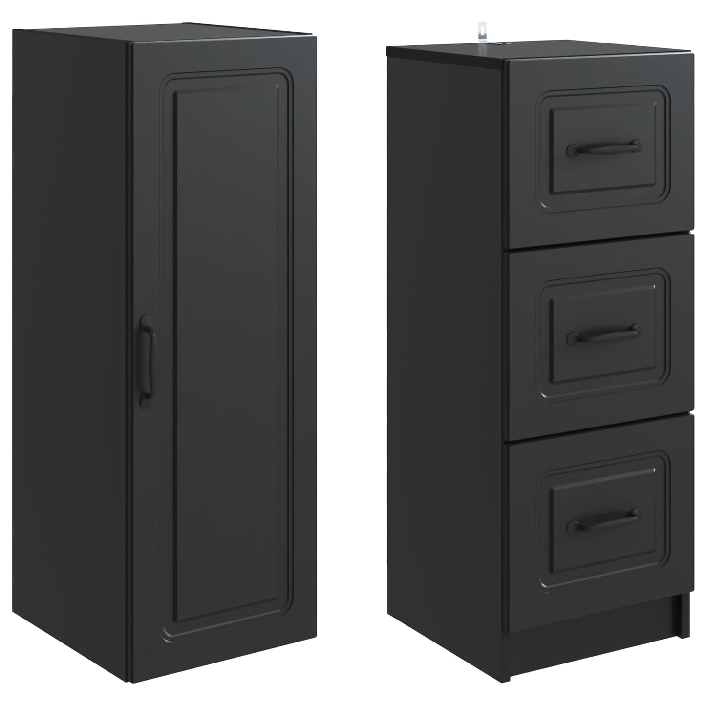 vidaXL Cabinet Set 2 pcs 33 x 34.5 x 87 cm Engineered Wood Black