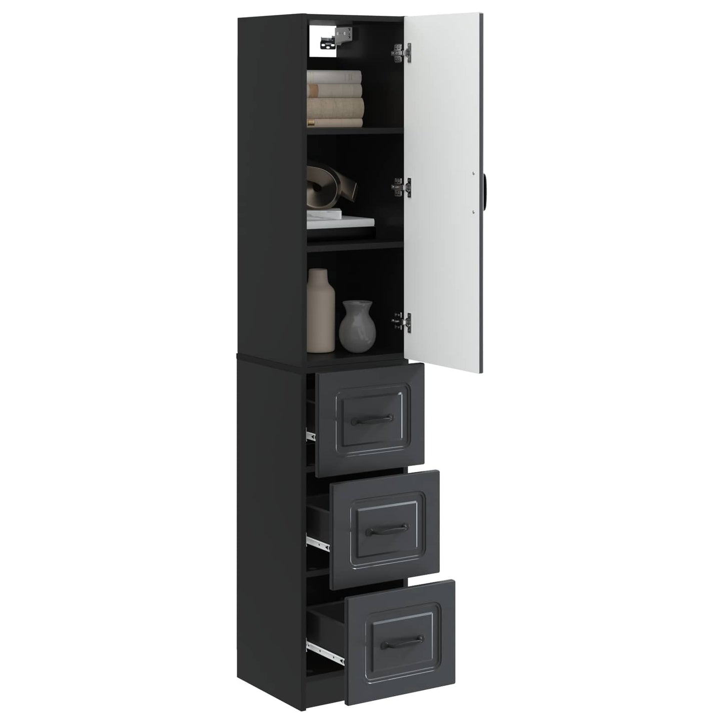 vidaXL Cabinet Set 2 pcs 33 x 34.5 x 87 cm Engineered Wood Black