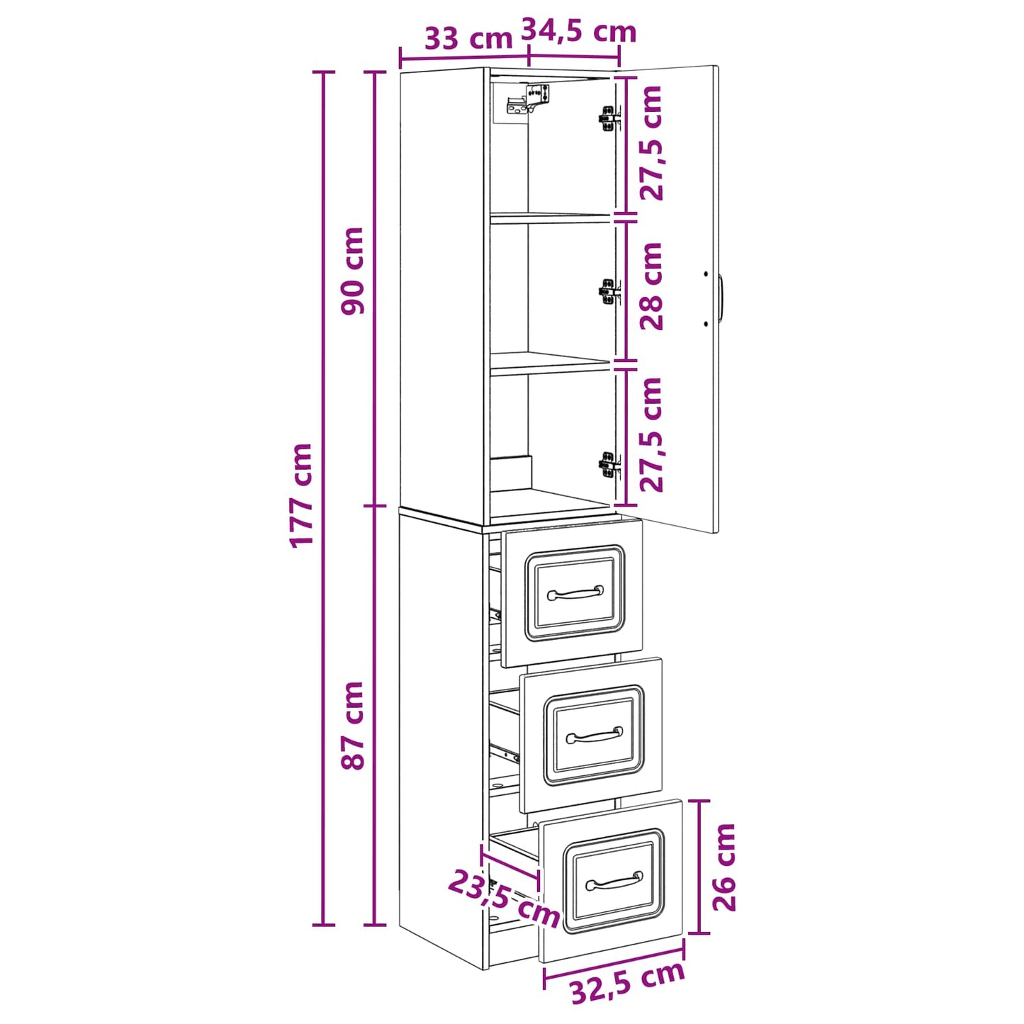 vidaXL Cabinet Set 2 pcs 33 x 34.5 x 87 cm Engineered Wood Smoked Oak