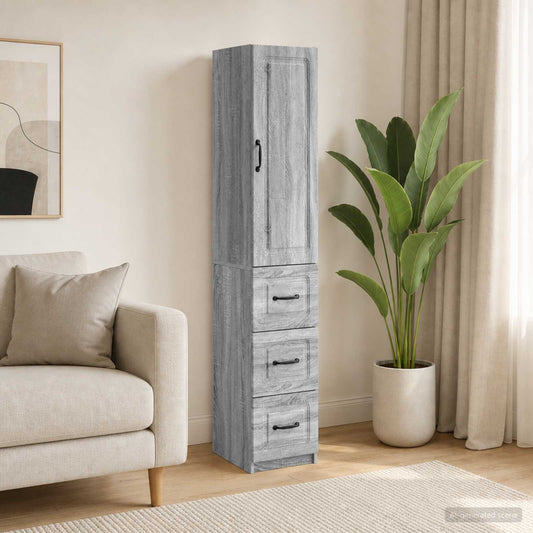 vidaXL Cabinet Set 2 pcs 33 x 34.5 x 87 cm Engineered Wood Grey Sonoma