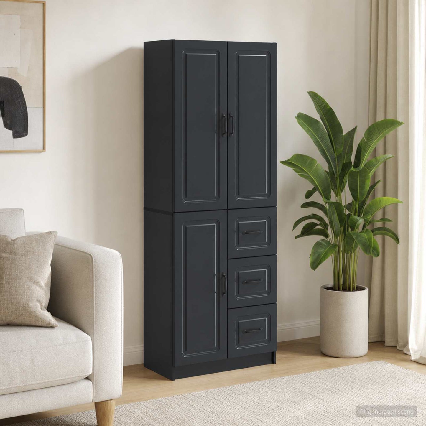 vidaXL Cabinet Set 2 pcs Black Engineered Wood