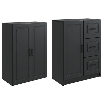 vidaXL Cabinet Set 2 pcs Black Engineered Wood