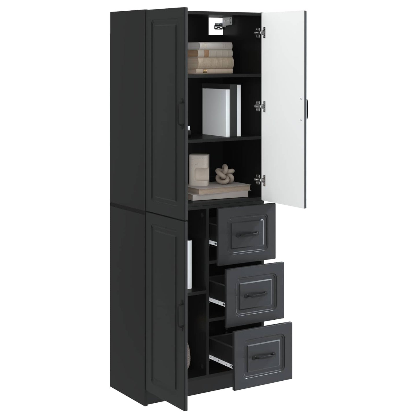 vidaXL Cabinet Set 2 pcs Black Engineered Wood