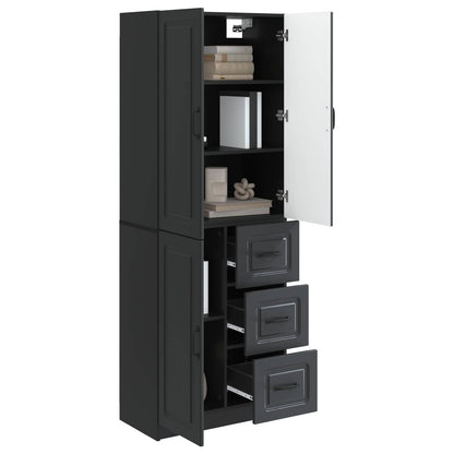 vidaXL Cabinet Set 2 pcs Black Engineered Wood