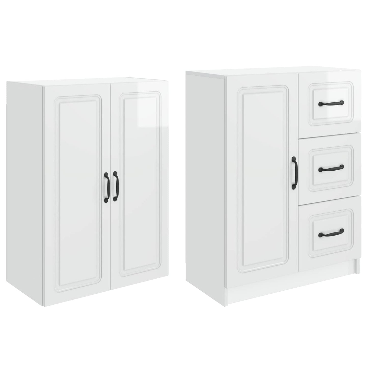 vidaXL Cabinet Set 2 pcs High Gloss White Engineered Wood