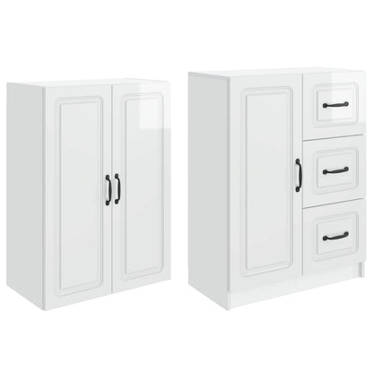 vidaXL Cabinet Set 2 pcs High Gloss White Engineered Wood