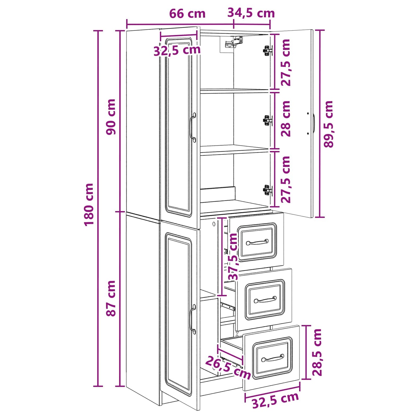 vidaXL Cabinet Set 2 pcs High Gloss White Engineered Wood