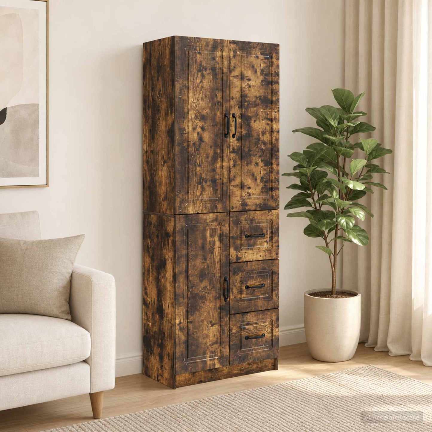 vidaXL Cabinet Set 2 pcs Smoked Oak Engineered Wood