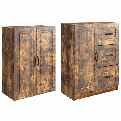 vidaXL Cabinet Set 2 pcs Smoked Oak Engineered Wood