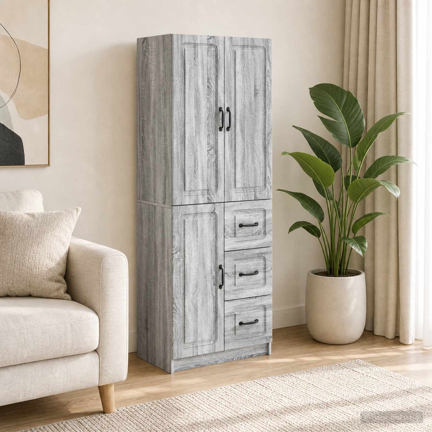 vidaXL Cabinet Set 2 pcs Grey Sonoma Engineered Wood