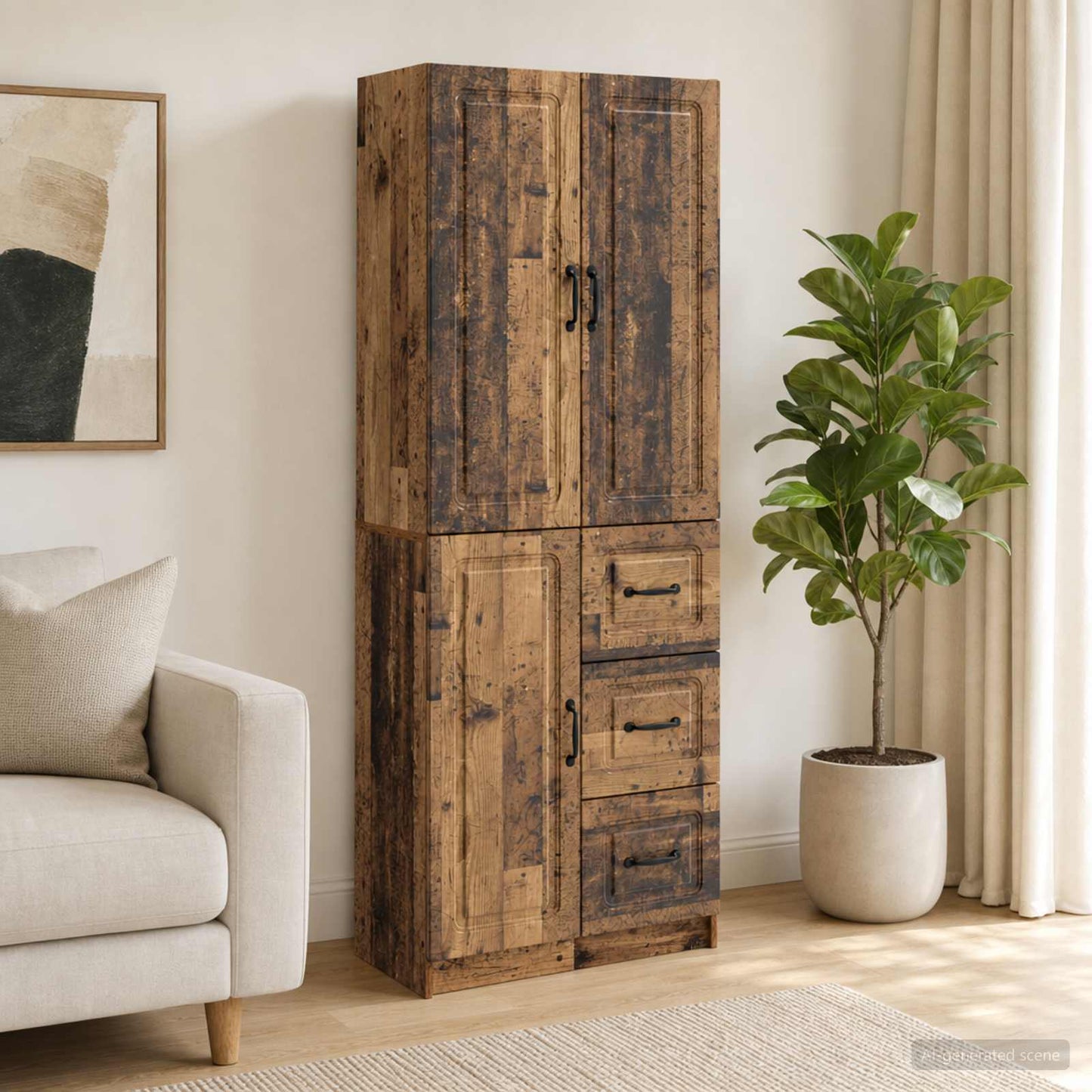vidaXL Cabinet Set 2 pcs Old Wood Engineered Wood