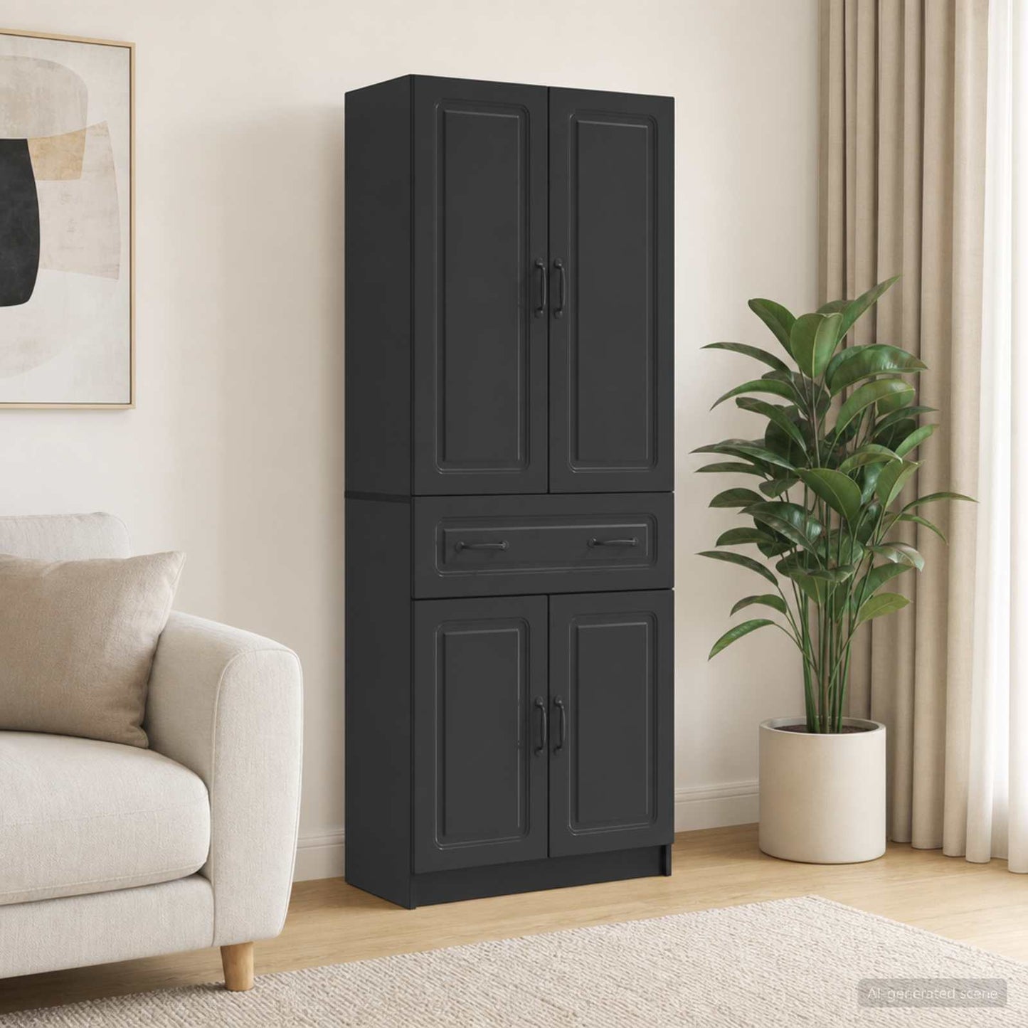 vidaXL Cabinet Set 2 pcs Black Engineered Wood