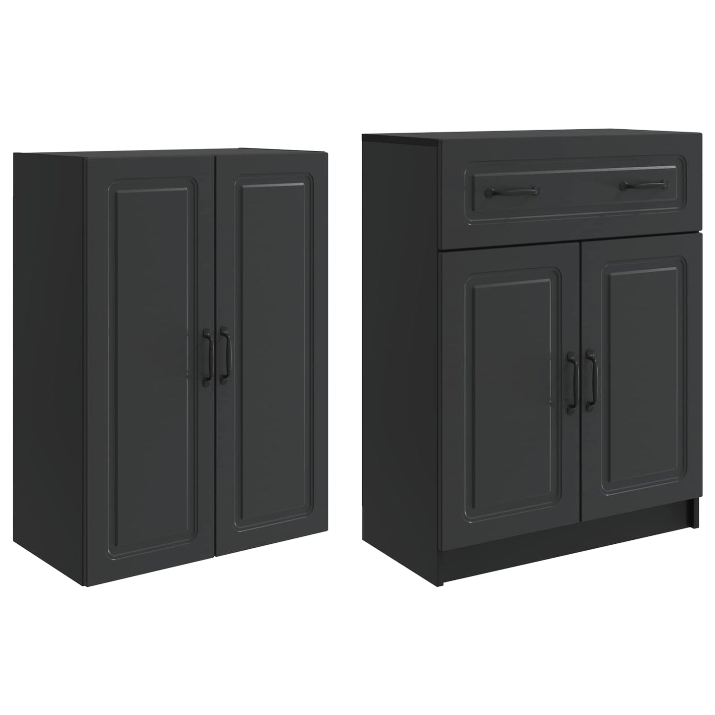 vidaXL Cabinet Set 2 pcs Black Engineered Wood