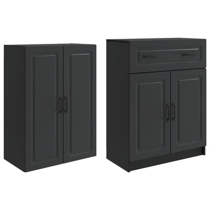 vidaXL Cabinet Set 2 pcs Black Engineered Wood