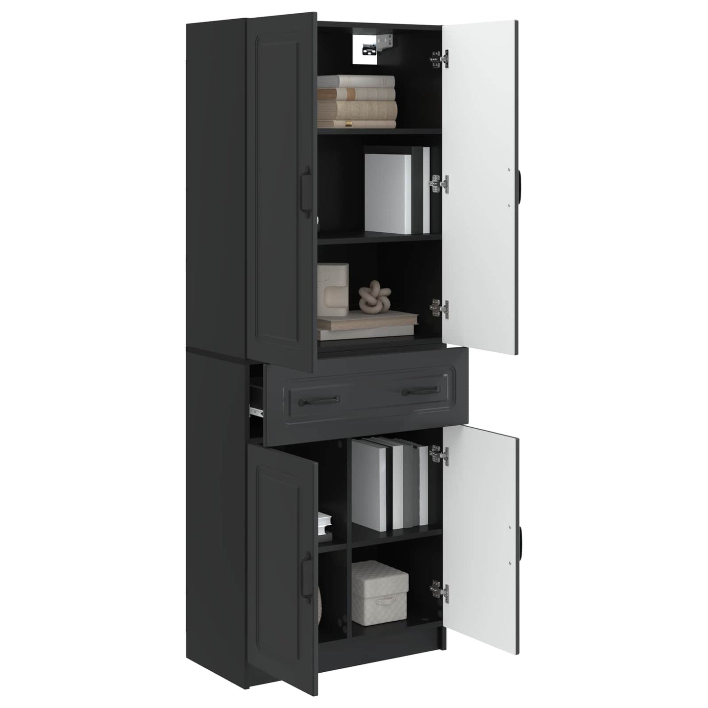 vidaXL Cabinet Set 2 pcs Black Engineered Wood