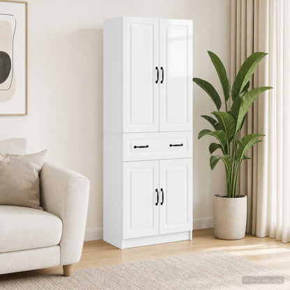 vidaXL Cabinet Set 2 pcs High Gloss White Engineered Wood