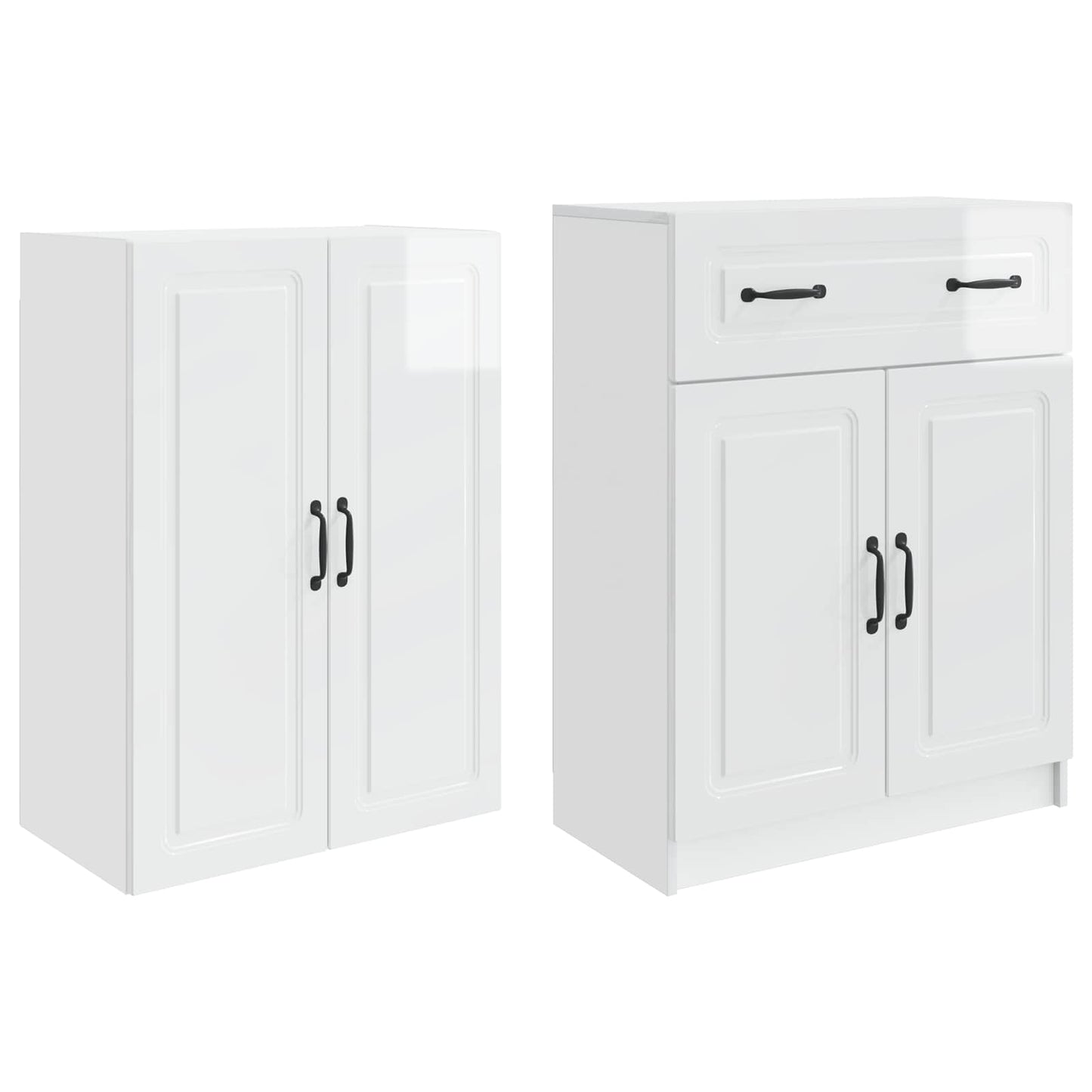 vidaXL Cabinet Set 2 pcs High Gloss White Engineered Wood