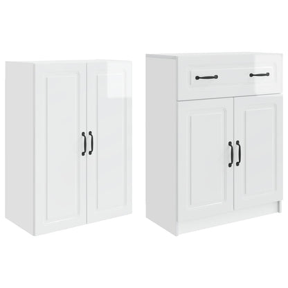 vidaXL Cabinet Set 2 pcs High Gloss White Engineered Wood