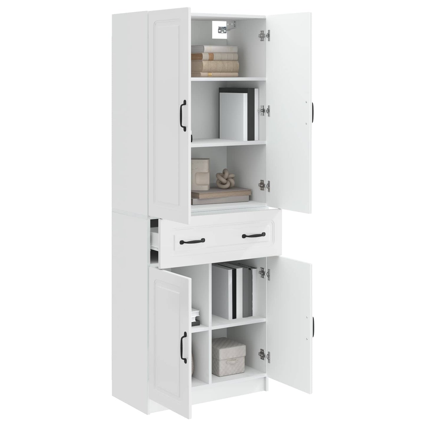 vidaXL Cabinet Set 2 pcs High Gloss White Engineered Wood